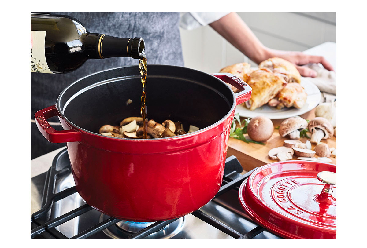 Sur la Table Our most popular Staub pan is back in new Blueberry. Milled