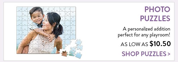 PHOTO PUZZLES AS LOW AS $10.50 | A personalized addition perfect for any playroom! | SHOP PUZZLES>
