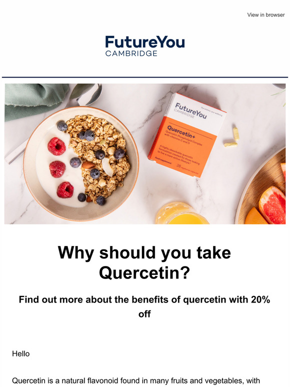 FutureYou Cambridge Quercetin why everyone should get more of it Milled