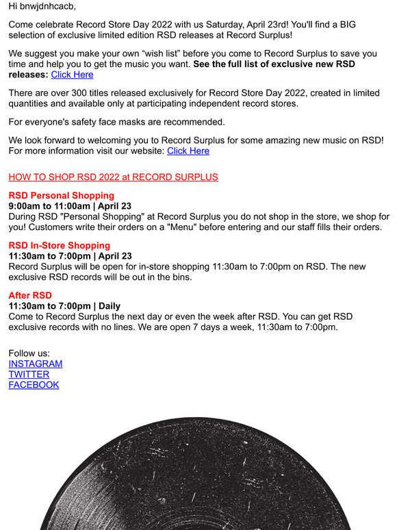 Join us for Record Store Day 2022 at Record Surplus!