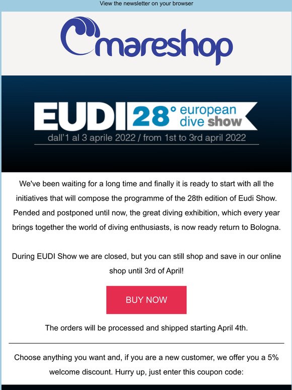 EUDI Show is back: in our shop for all new customers 5% OFF at checkout