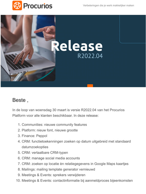 De interface leest nog vriendelijker door consistent lettertype gebruik en meer ruimte - lees meer over de nieuwste release van het Procurios Platform