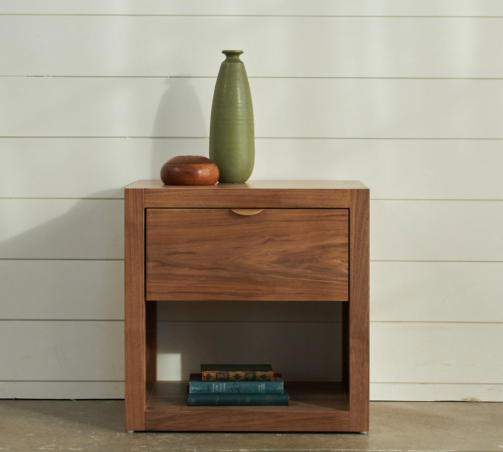 The Malibu Nightstand in walnut.