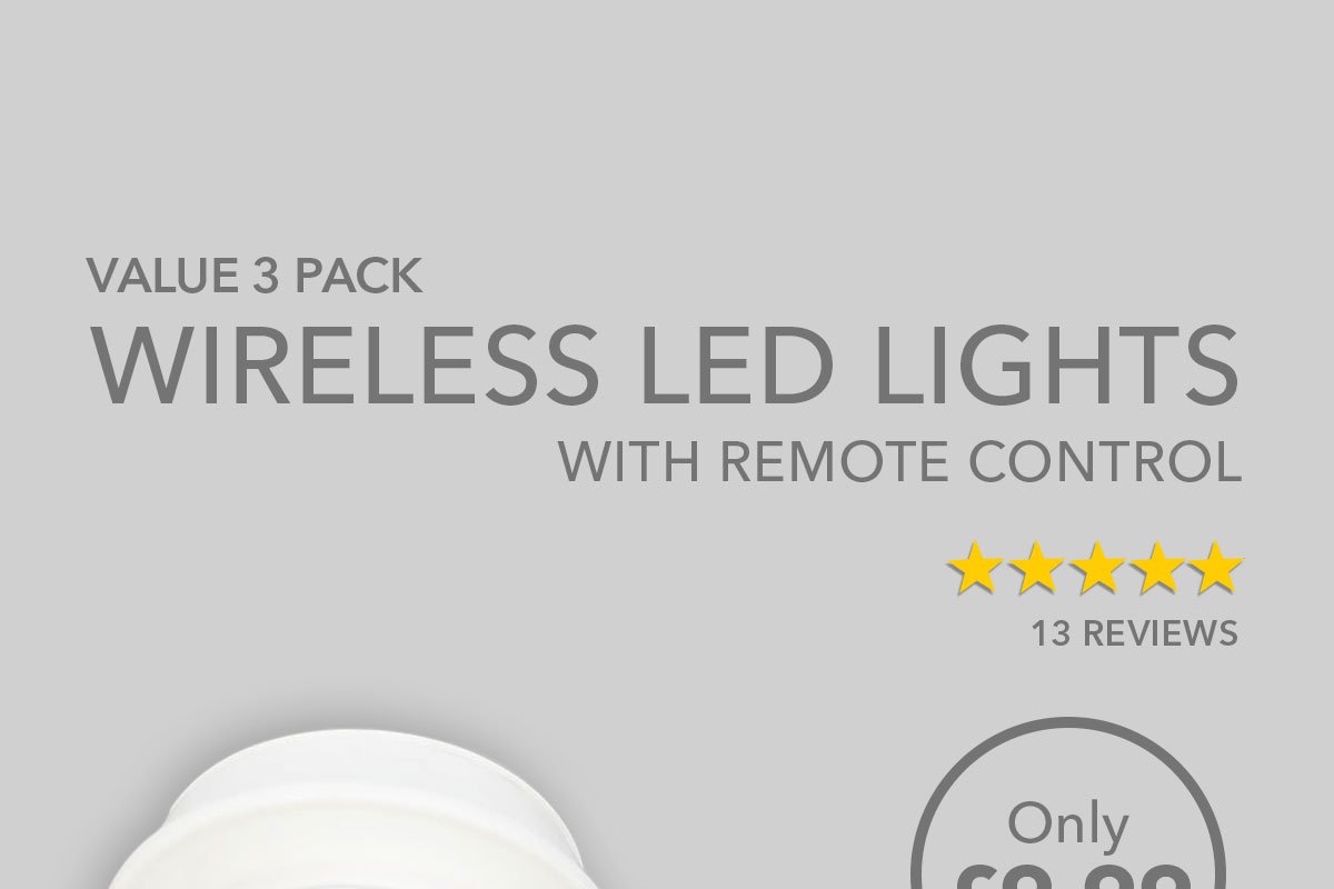 Set of 3 Wireless Remote Controlled LED Light Units - Only £9.99