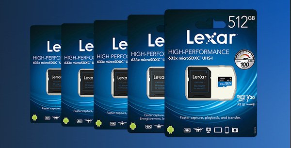 Lexar 633x HS microSDXC UHS-I Memory Cards 32B to 512GB - From Only £7.99