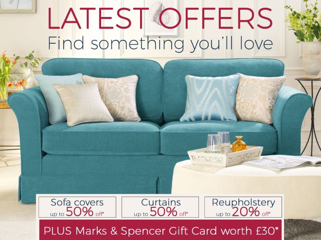 LATEST OFFERS - special offers on made to measure sofa covers, reupholstery, curtains and blinds*