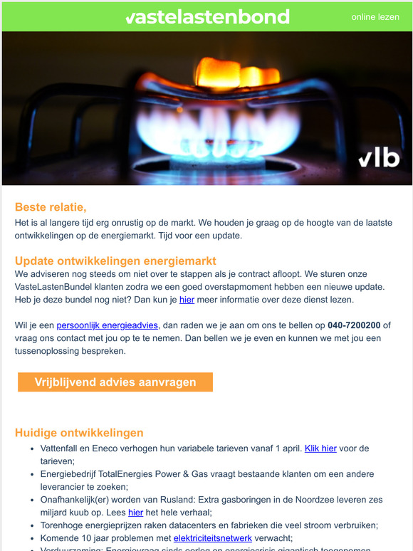 Even een update over de energieprijzen.