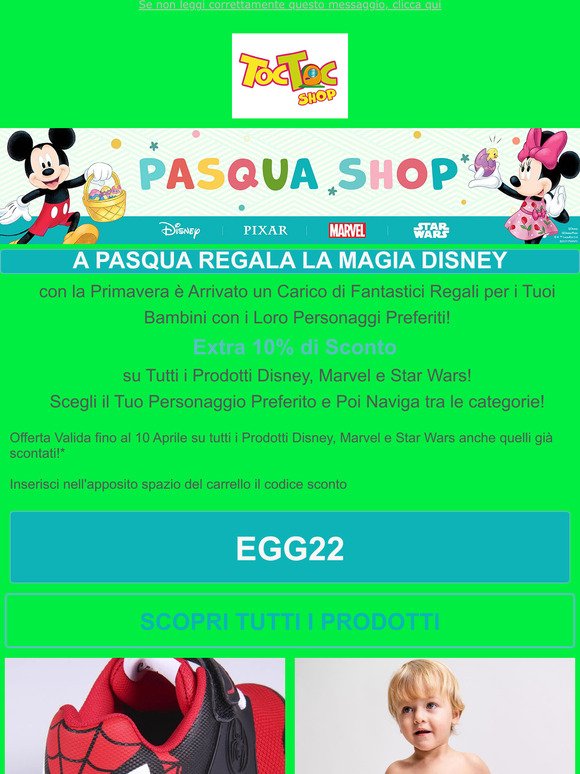 Pasqua Shop EXTRA 10% su Tutti i Prodotti Disney 