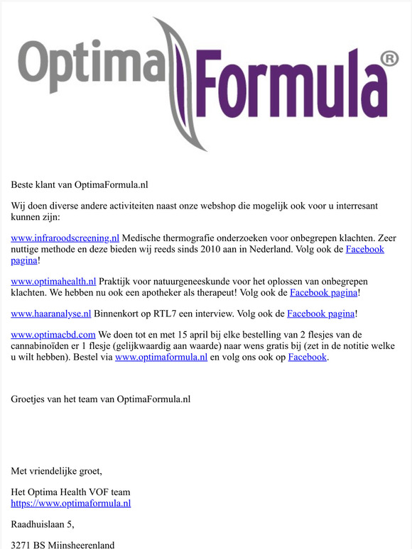Andere activiteiten en 1 gratis flesje bij uw bestelling.