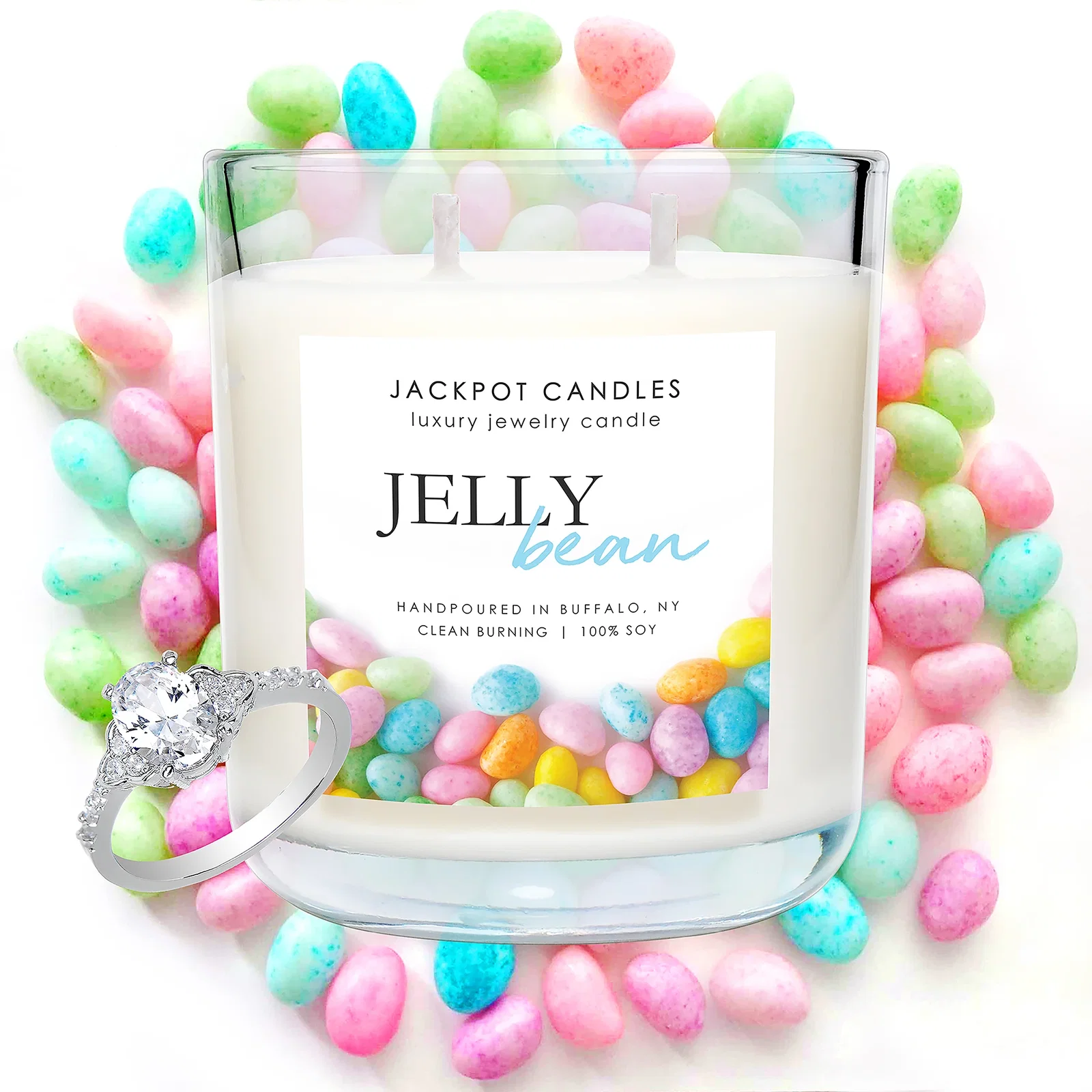 Image of Jelly Bean Double Wick Jewelry Ring Candle