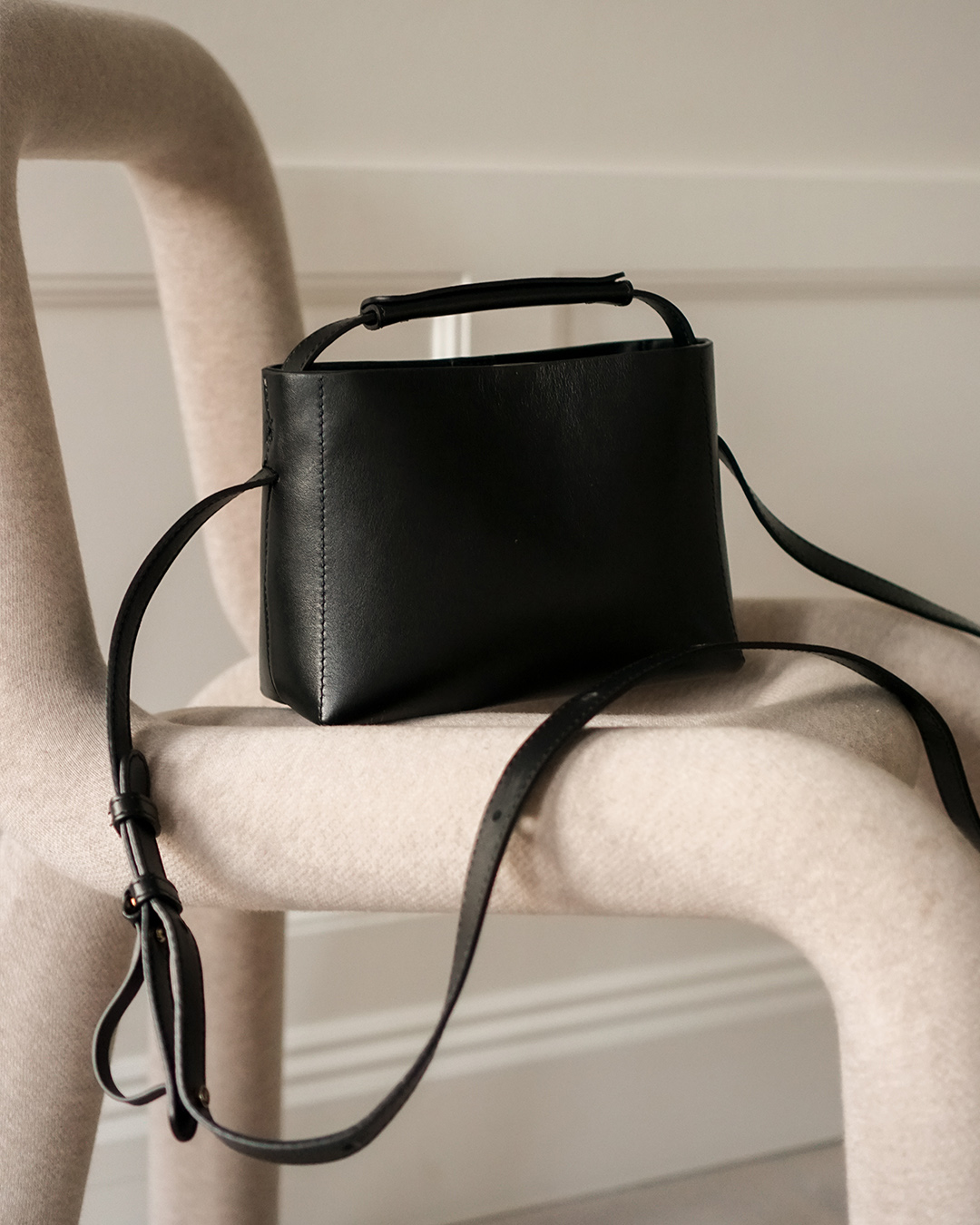 Flattered Hedda Mini Black Leather Hand Bag