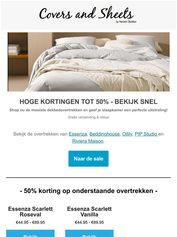 Hoge kortingen op de mooiste dekbedovertrekken tot wel 50%!