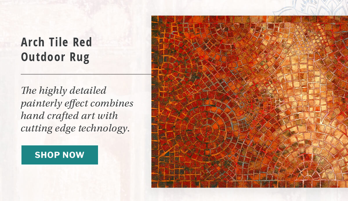Arch Tile Red Outdoor Rug