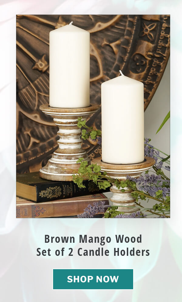 Brown Mango Wood Set of 2 Candle Holders