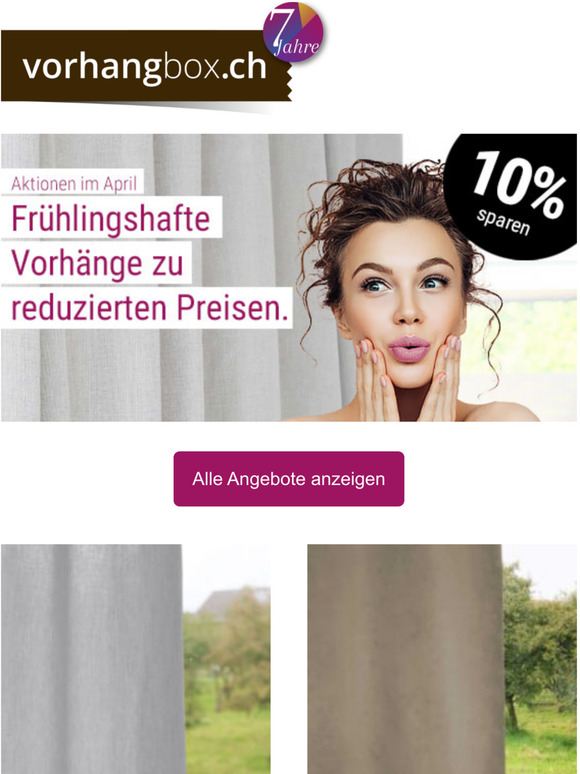 April-Aktion: 10% Rabatt auf frhlingshafte Vorhnge