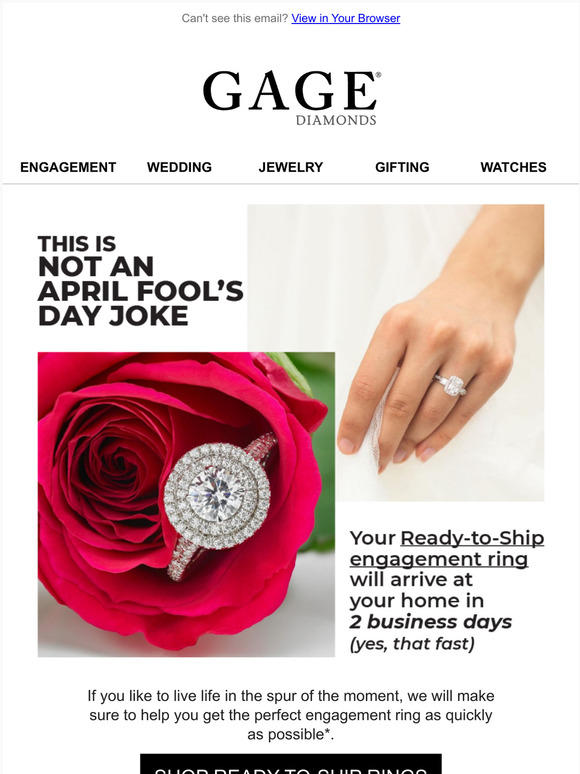 Gage Diamonds Make It Official Your Ring Arrives in 2 Days Milled