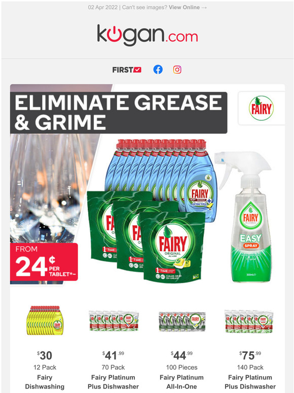 Fairy Dishwashing from 24 per Tablet (201 pk)* Milled