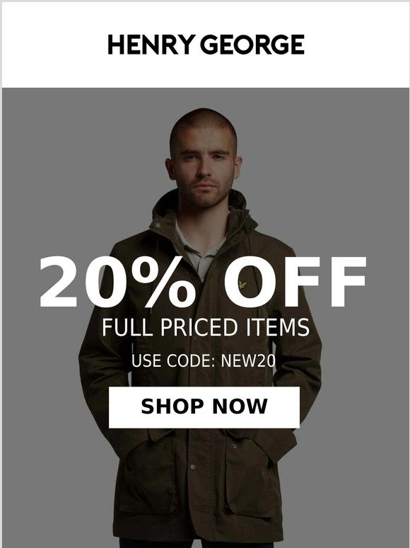 20% off full priced items - limited time only!