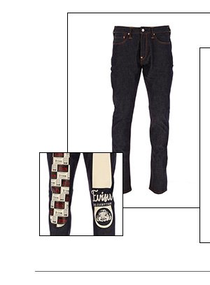 EVISU Indigo Label-Pattern Daicock Print Carrot Fit Jeans