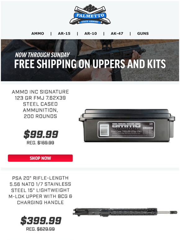 Palmetto State Armory PSA 20" 5.56 Stainless Steel Railed Upper w/BCG & CH 399.99 Free