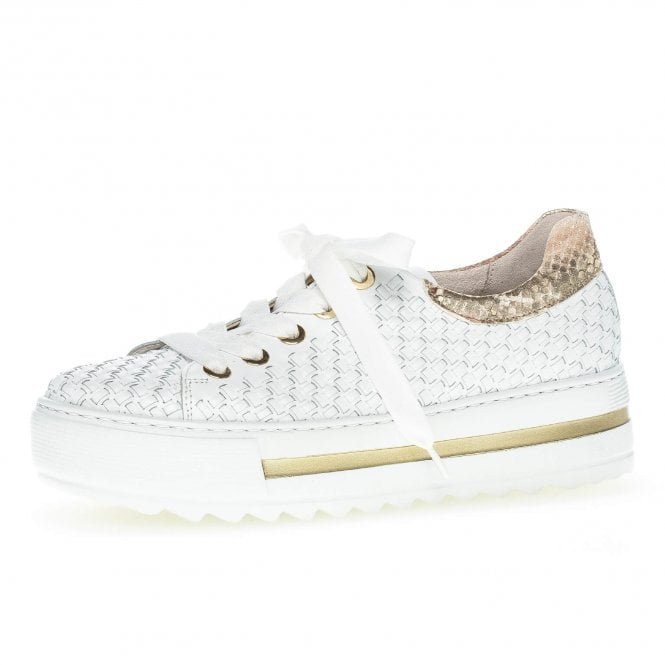 Haagen Classic Leather Woven Sneakers in White 