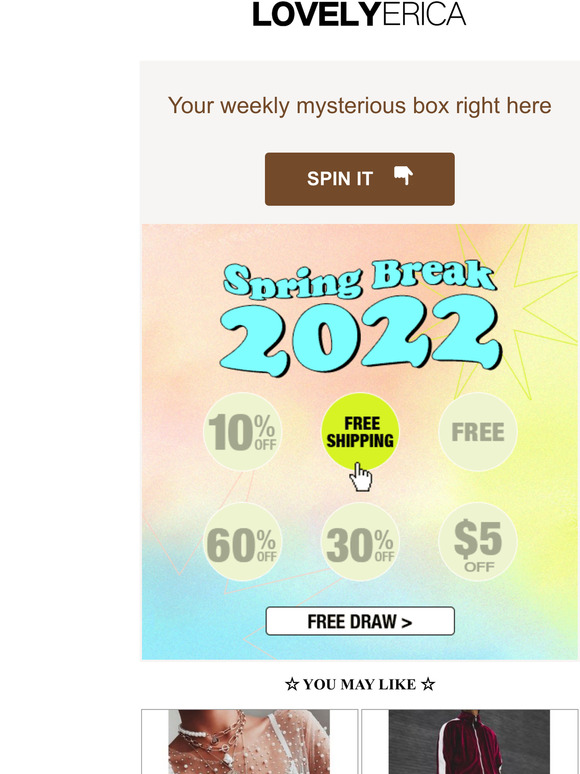WOW! Weekly mysterious box is waiting for you! It's spring break sale