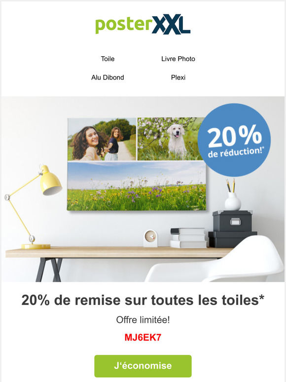 20% de remise sur toutes les toiles* !