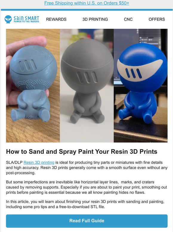 SainSmart How to Sand and Spray Paint Resin 3D Prints Milled