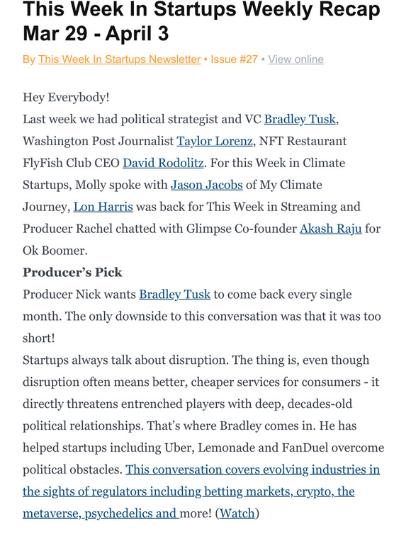 This Week In Startups Weekly Recap Mar 29 - April 3