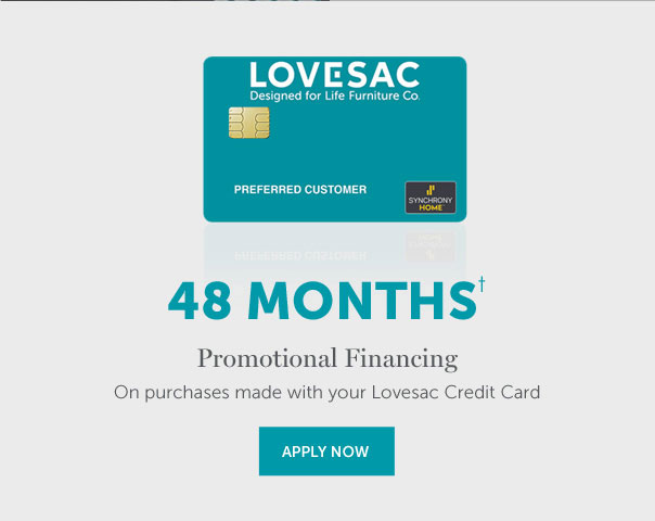 48 Months† | Promotional Financing On purchases made with your Lovesac Credit Card | APPLY NOW >>