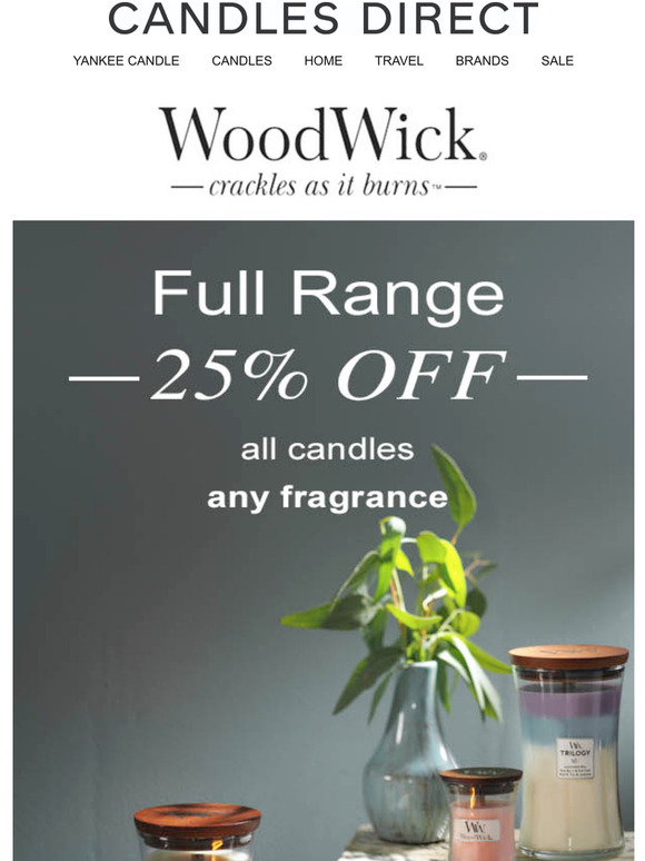 Ends Midnight ! 25% OFF All WoodWick Candles !