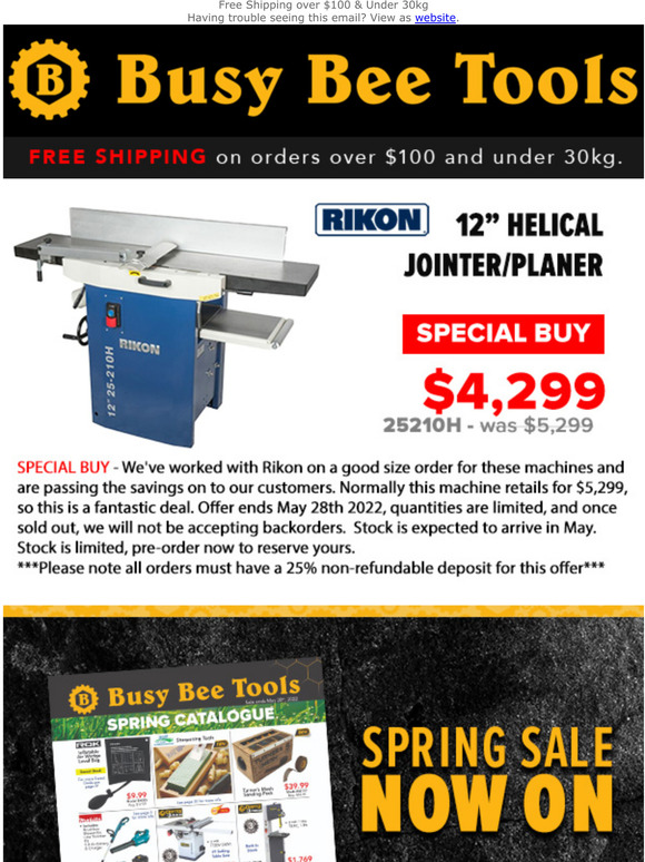 Busy Bee Tools Special Buy 12" Rikon Jointer Planer Milled