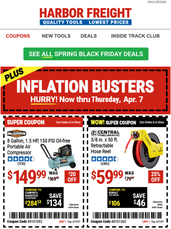 Harbor Freight Tools HUGE SALE Spring Black Friday Join Inside