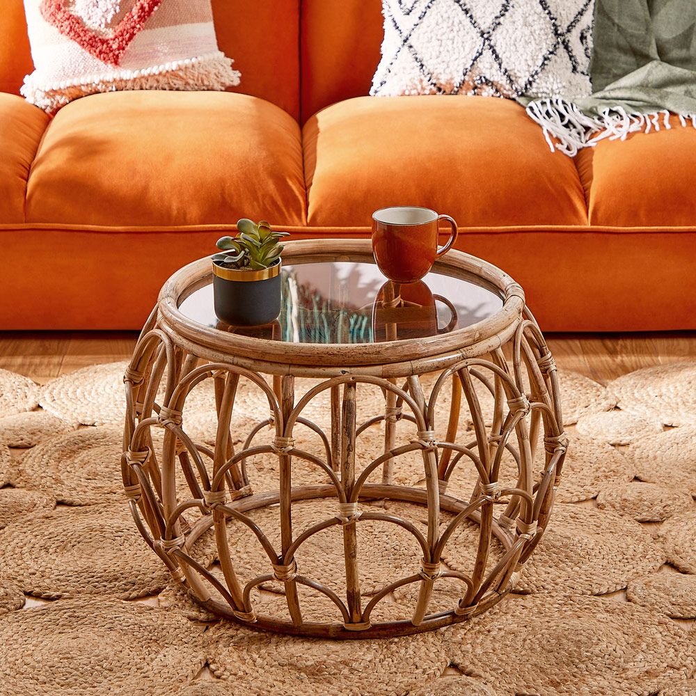 Evelyn Rattan and Glass Coffee Table