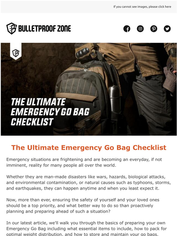 Bulletproof Zone The Ultimate Emergency Go Bag Checklist Milled