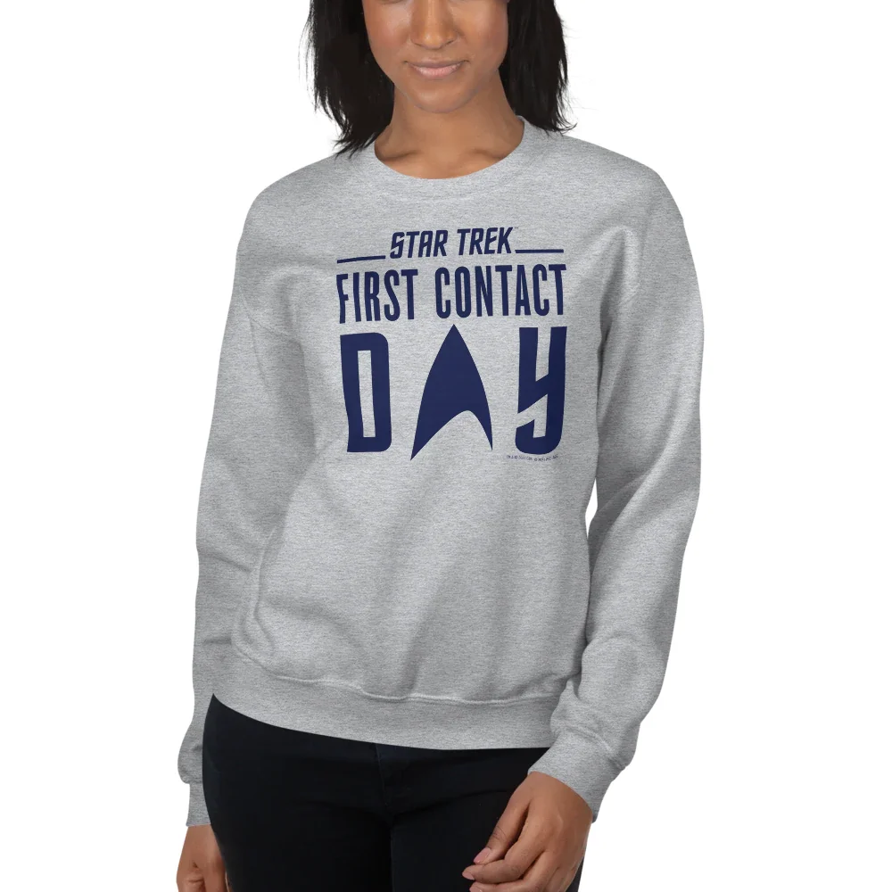 Image of Star Trek: First Contact Day Blue Logo Fleece Crewneck Sweatshirt