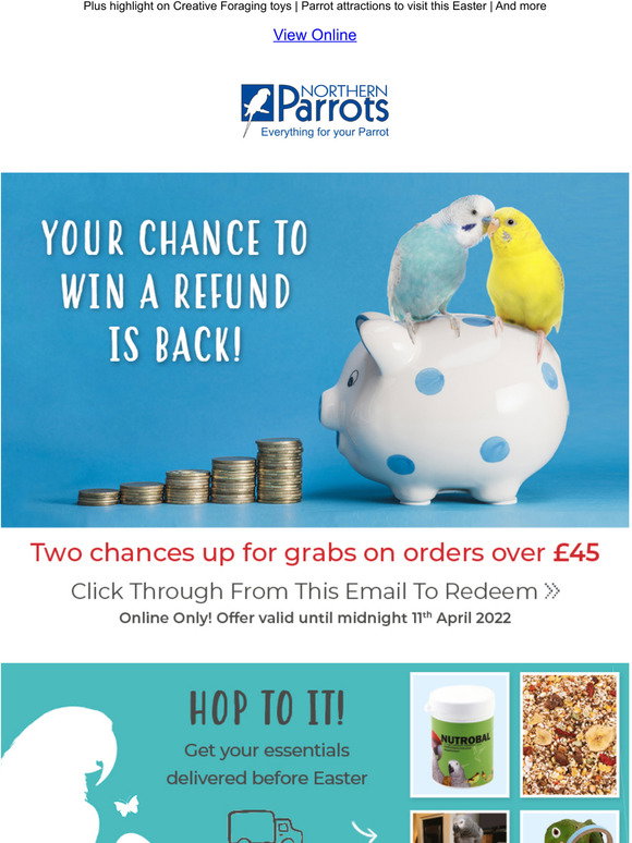 Parrots Win Northern Parrots: -win a refund on your next order | Milled