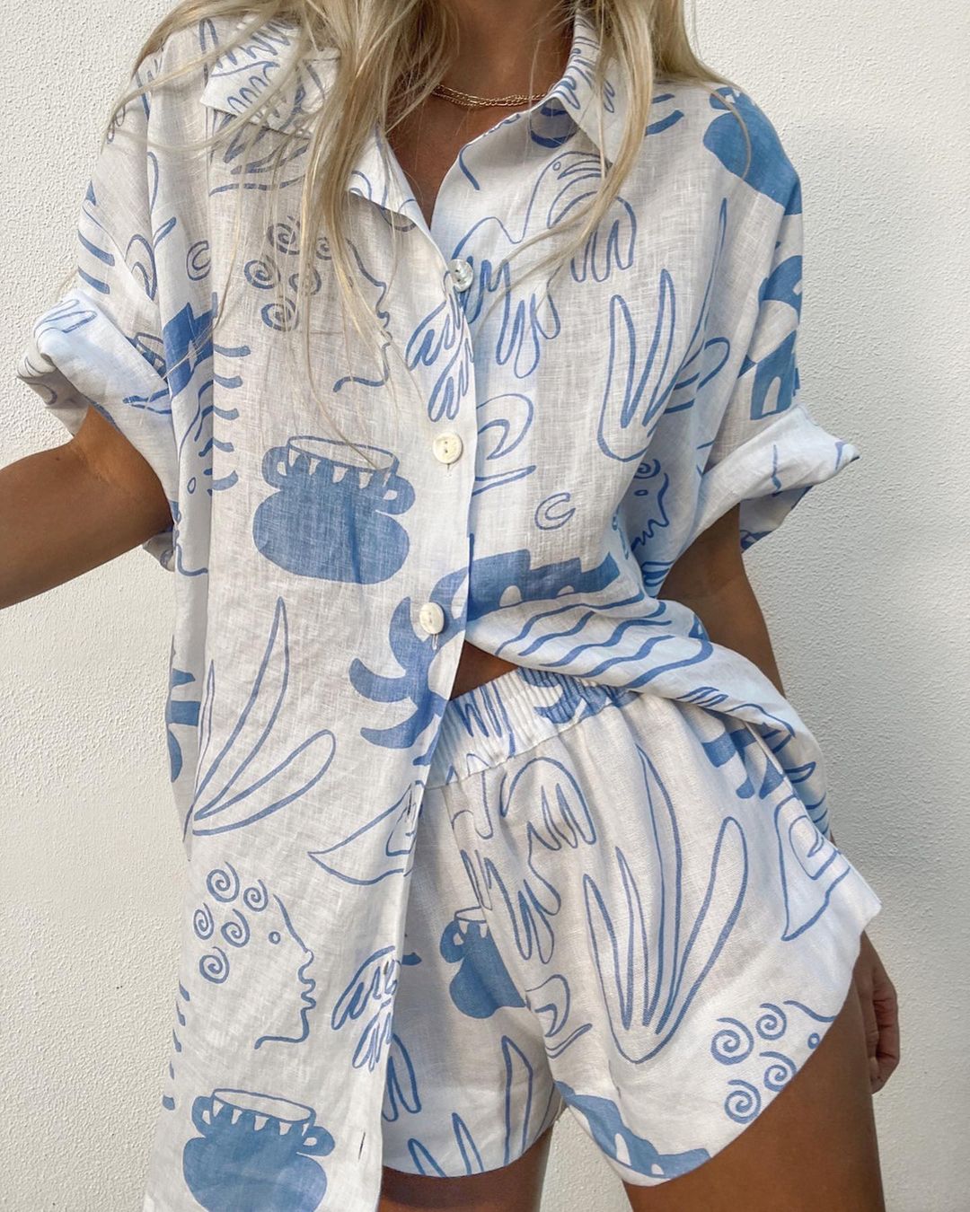 maurie and eve blue and white dress SIMKHAI Jenella Dress
