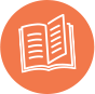 Orange icon of open book.