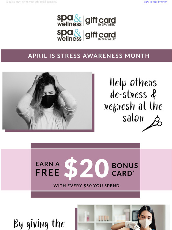 Spa and Wellness Gift Card by Spa Week DeStress With FREE 20 Bonus