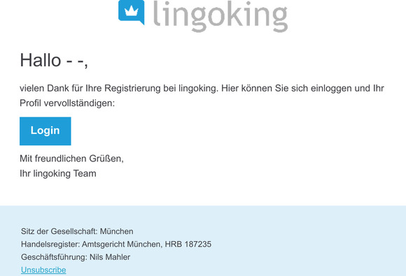 lingoking - Ihre Registrierung bei lingoking.com