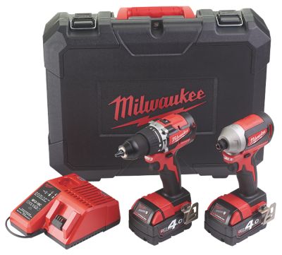 Milwaukee M18 18V 4.0Ah RedLithium Brushless Cordless Combi Drill & Impact Driver Twin Pack