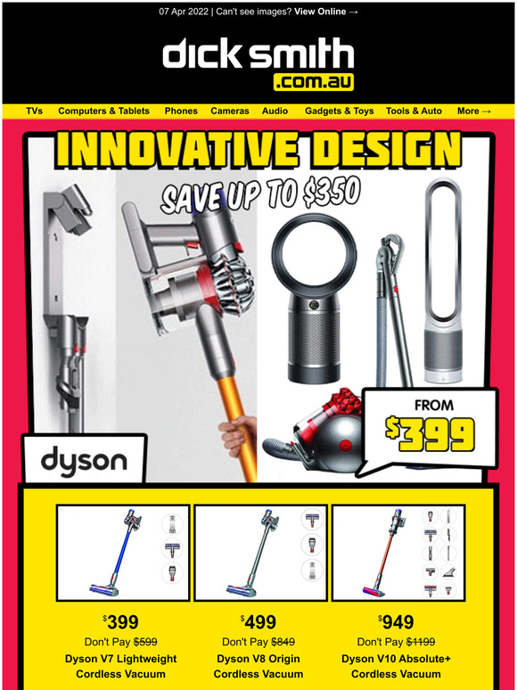 Amazing Dyson Vacuums From $399! (Save up to $350)