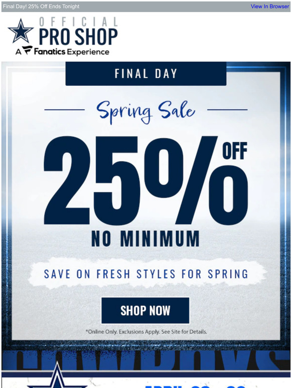 Dallas Cowboys - Cowboys gear + 75% OFF = Best sale ever! Save up to 75% on  all clearance merchandise from ShopCowboys.com sale ends Sunday!  ☆ShopCowboys today: