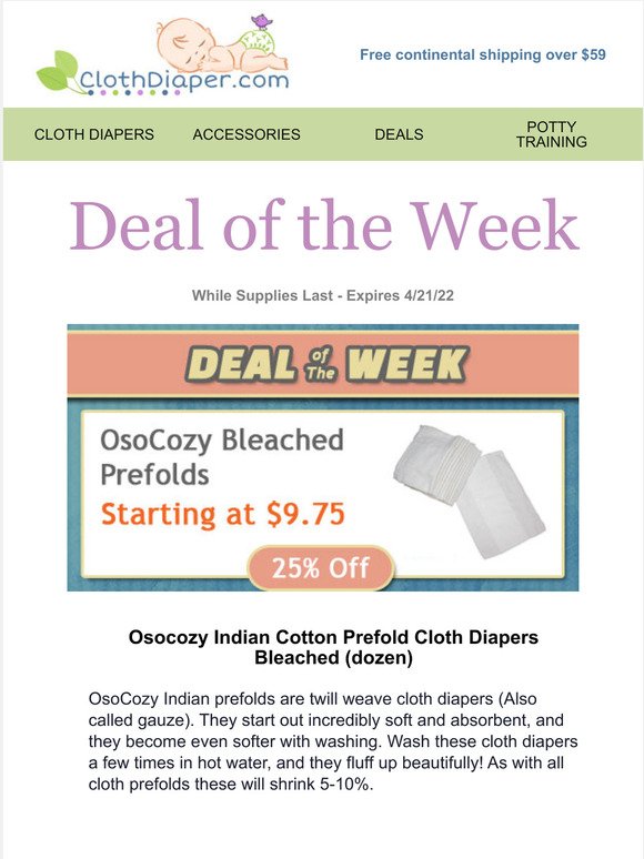 Deal of the Week: 25% Off OsoCozy Bleached prefolds