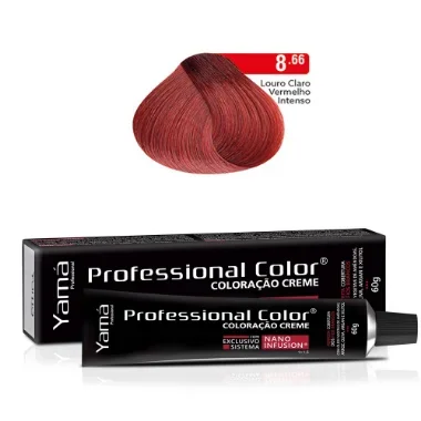 Coloração Yamá Creme Professional Color Nano Infusion 8.66 Louro Claro Vermelho Intenso