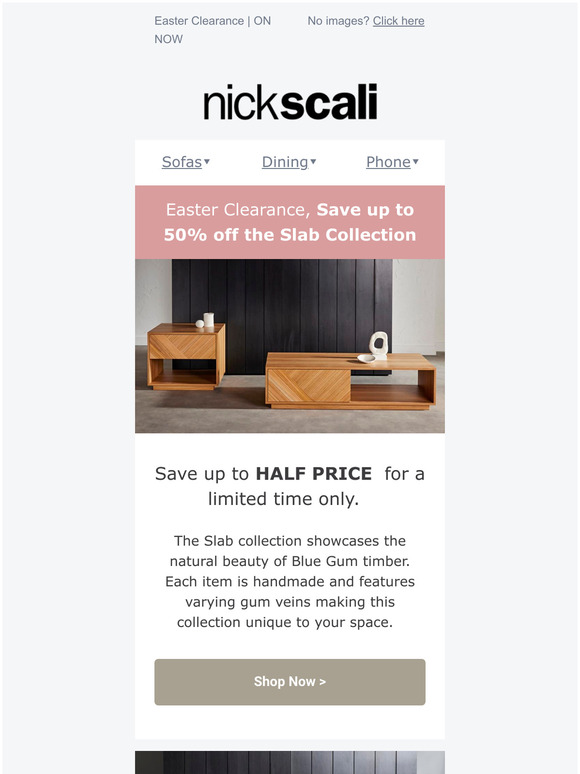 Nick Scali Online Save up to 50 on the Slab Collection Milled