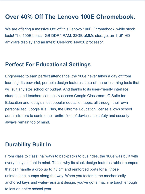 Save a massive 120 on this Lenovo 100E Chromebook