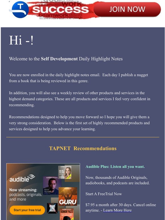TAPNET Daily Highlight Notes - Self Development