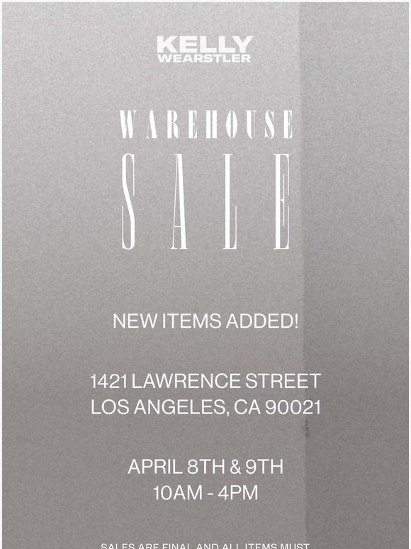 Kelly Wearstler, Inc. New Items Added LA Warehouse Sale Milled